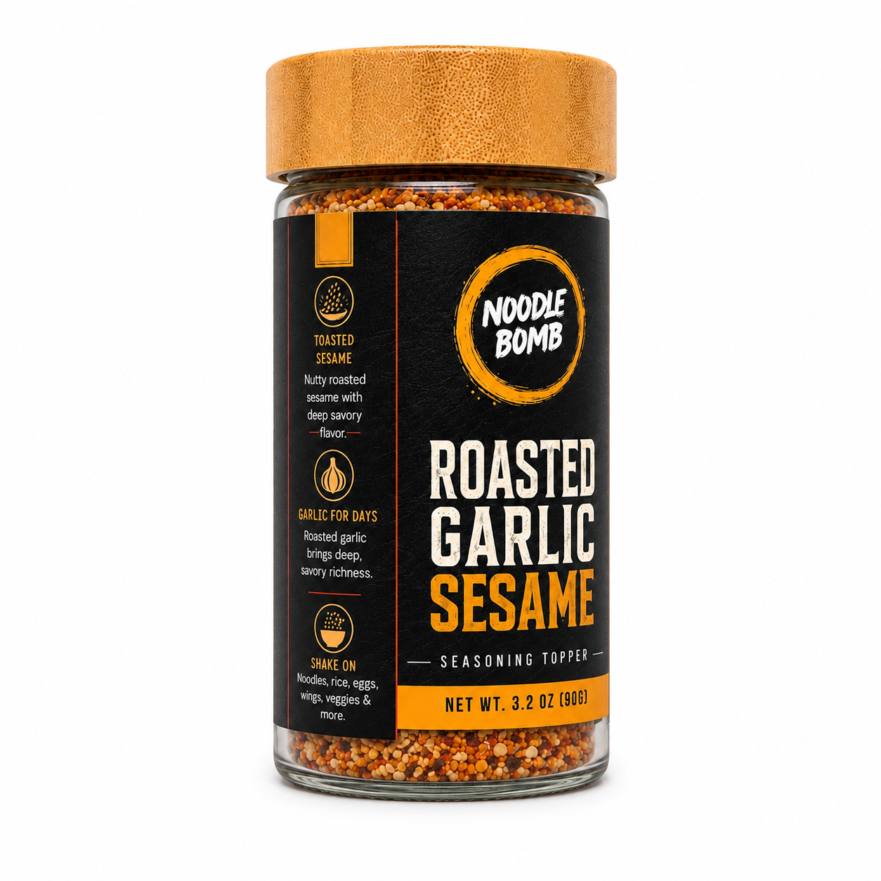 Roasted Garlic Sesame - angled with callouts