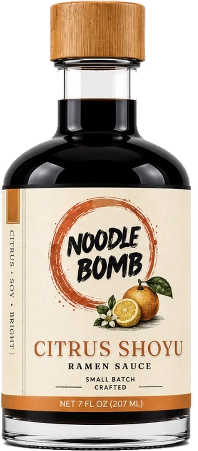 NoodleBomb citrus-shoyu bottle — transparent cutout