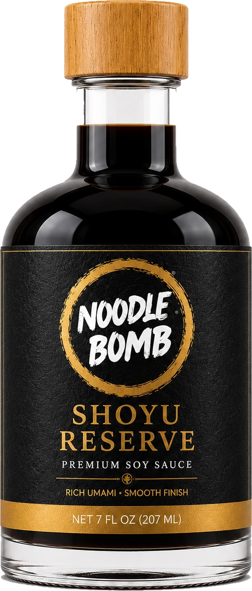 NoodleBomb Shoyu Reserve Ramen Sauce – Slow-Brewed Shoyu Umami – Slow-brewed depth. Bold finish. – Traditionally Brewed