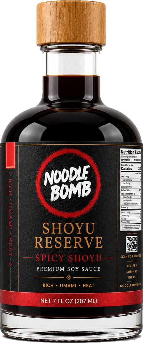 NoodleBomb spicy-shoyu bottle — transparent cutout